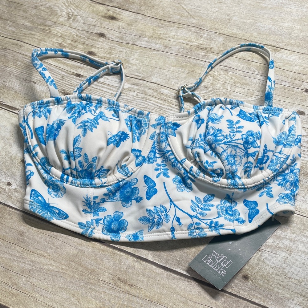 wild fable Blue & White Floral Underwire Bandeau Top